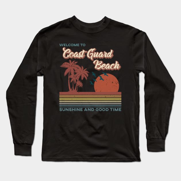 Coast Guard Beach - Coast Guard Beach Retro Sunset Long Sleeve T-Shirt by Mondolikaview